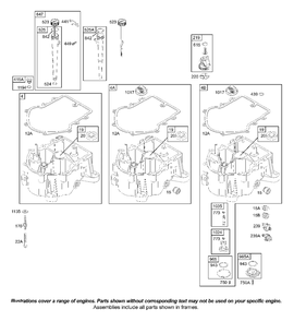 Sump Diagram and Parts List for 42D707-1834-XX  Briggs and Stratton Engine
